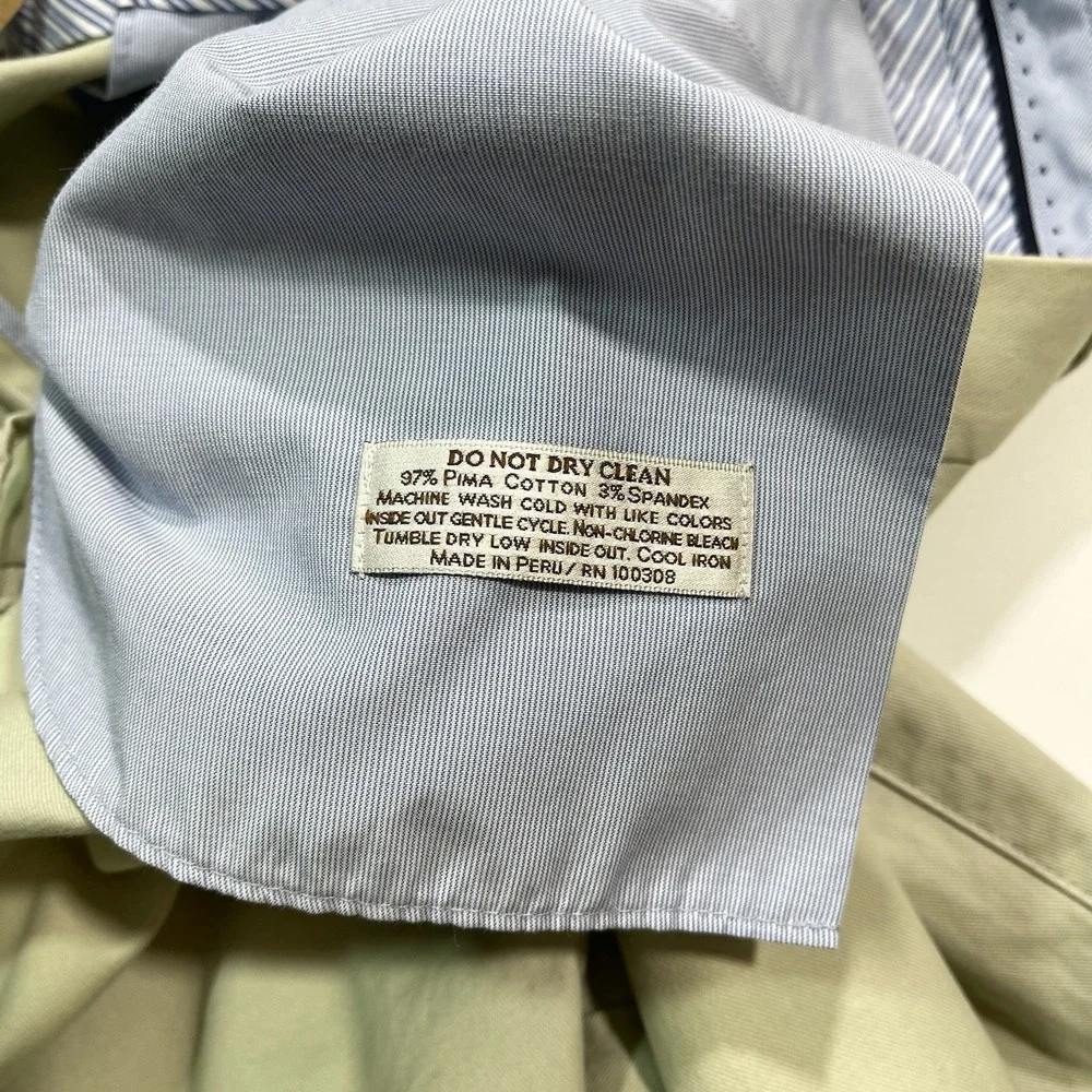 Peter Millar Flat Front Performance Golf Beige Pants Mens Size 42x31